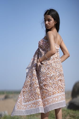 Hand Block Printed Cotton Sarong | Made by Artisans in India | Beach Wrap Made from Natural Fabrics | Durable and Lightweight Cover-Up3