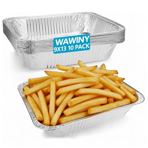 Image of 9x13 Thickened Aluminum Foil Pans, 10Pack Extra Deep Disposable Aluminum Pans for Roasting, Baking, Cooking, Food Prep, Chafing, Steam Table, Oven, Cake, and Party Catering.