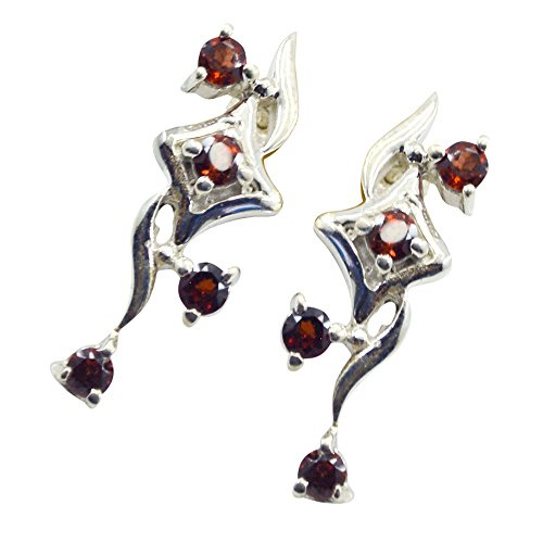 Boucles d'oreilles grenat naturel et argent 925 pour votre mariage de rêve