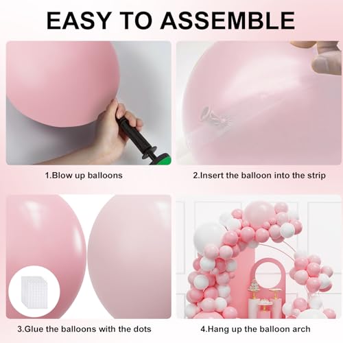 Image of YMSZ Pink and White Balloons Arch Kit, 134pcs Light Pink and White Balloons for Wedding, Bridal Shower, Baby Shower, Birthday, Valentines Party Decorations