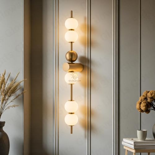 Image of Glowave Modern Vertical Multi Acrylic Ball Lights with Sleek Metal Body - Tricolor (603 /GD)