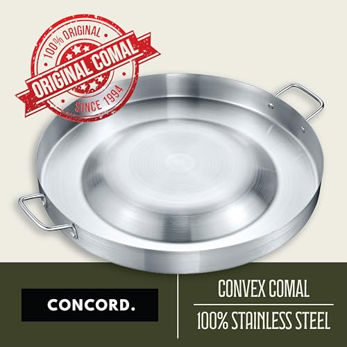 Concord Large Stainless Steel Convexed Comal Coza, 21.25" Mexican Discada (21.25)