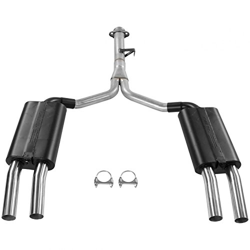 Image of Flowmaster 17153 Force II Cat-Back Exhaust Kit 2.5 Inch Aluminized Steel Quad 2.5 Inch Brushed 304 Stainless Steel Tips Compatible with 1986-1990 Chevy Corvette 5.7L