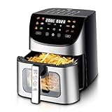 Freidora digital con pantalla táctil, 4 litros, multifuncional, sin aceite, baja emisión de humo, para alitas de pollo, pan, tartaletas de huevo, hornear, asar, deshidratar. Ahora fácil y segura