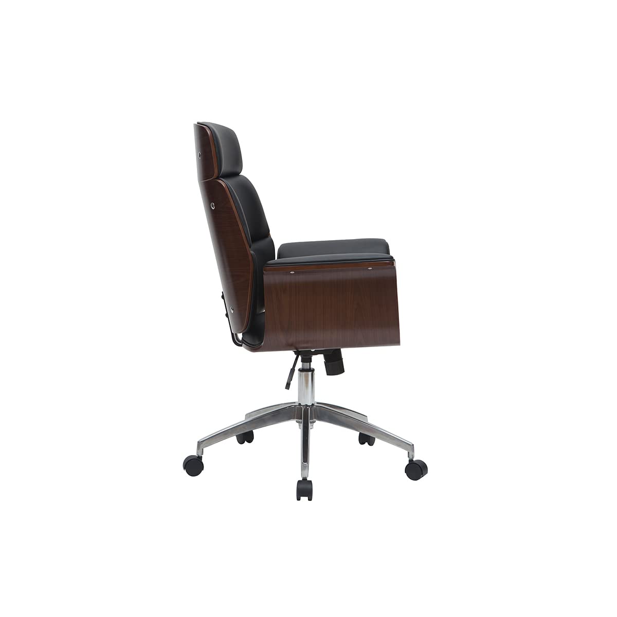 Miliboo Fauteuil de Bureau Design Noir et Bois foncé Elon