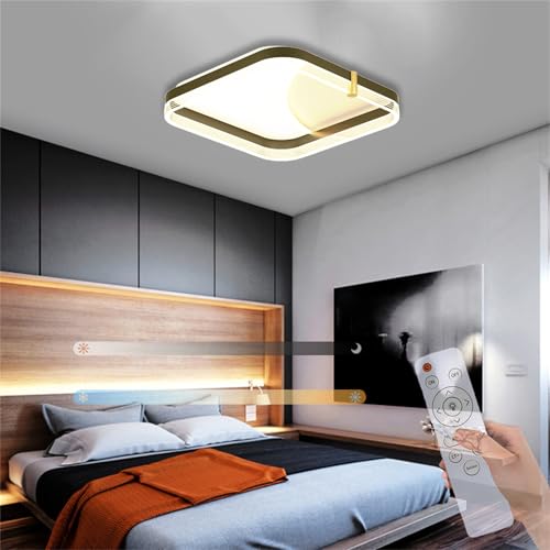 Plafonnier LED dimmable marron rond avec télécommande pour salon
