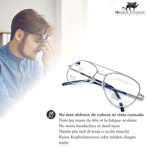 Blue Light Blocking Reading Glasses Anti Blue Light Computer Glasses Pilot Executive for Men Women Gamer Glasses Venice (Blue Silver - Image 4