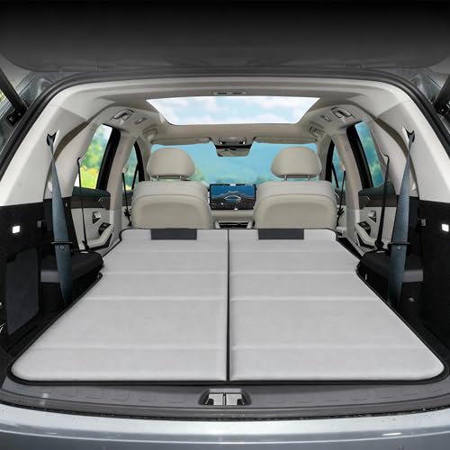 GHMTB Car Air Mattress Upgrade from Non-Inflatable Foldable Mattress, 75.6"x51.2" Car Bed with Storage Bag, Portable Thickened Sleeping Mattress for Camping, Travel, Beach, Fits Most SUVs (Gray)