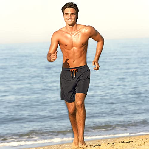 Brisira Swim Trunks Men Swim Shorts Quick Dry 5 Inch Inseam Beach Shorts With Compression Liner And Zipper Pocket Navy #TOP4