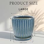 6 Inch Ceramic Plant Pots with Drain Hole & Saucer, Ceramic Pots for Indoor Plants - Succulent, Snake Plant, Money Tree, Aloe Vera, Basil Planter(Glaze Blue)