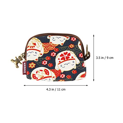 Kesyoo Japanese Style Coin Purse Lucky Cat Coin Bag Canvas Money Pouch Mini Wallet With Bear Pendant Zipper #TOP2