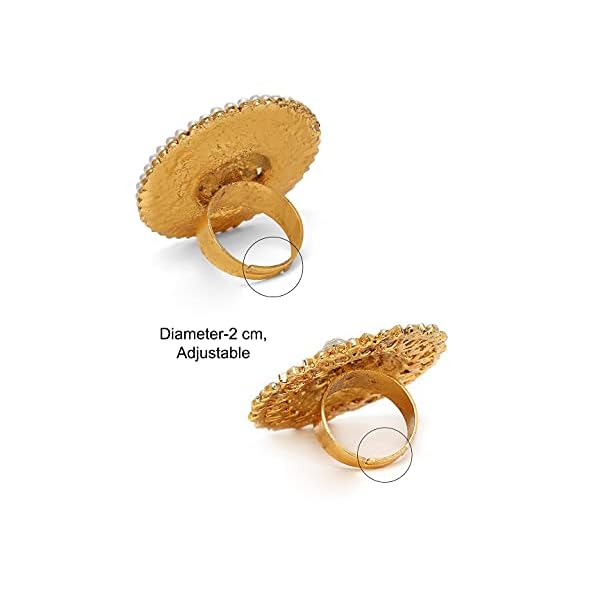 ZAVERI PEARLS Combo of 2 Meenakari Ethnic Adjustable Finger Ring For Women-ZPFK10369 - Image 7