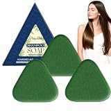Nature Triangle Shampoo Bar, Jabón Verde, Champú Sólido, Champús Hierba Usmans Bar, Limpia y nutre el cabello suavemente, elimina la caspa, fortalece el cabello y ayuda contra el encrespamiento (3