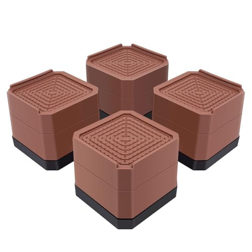 Yinnhom テーブル 脚 継ぎ足し 7.3cm上げる こたつ 机 テーブル 高さ調整 2段階式 テーブル高さ調整器具 コタツ 高さ上げ ベッド・ソファー 足上げ こたつの高さを上げる足 家具・家電向け 滑り止め 振動・騒音軽減 耐荷重1000kg 4個入り ブラウン