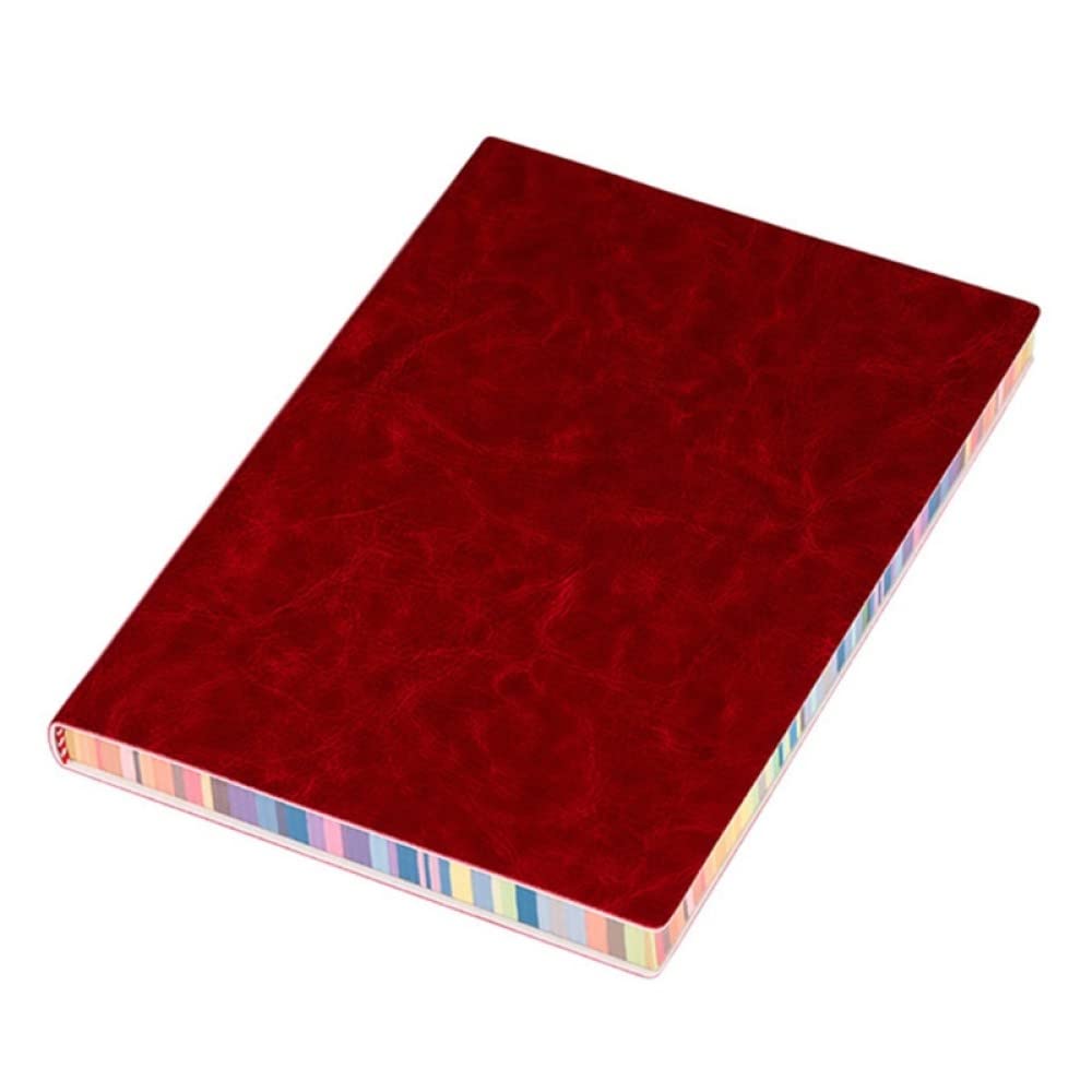 Blocco note in pelle con copertina morbida Blocco note aziendale Diario di viaggio Nastro segnalibro 200 pagine a righe larghe 6 colori Forniture per ufficio, Borgogna, 4 pezzi