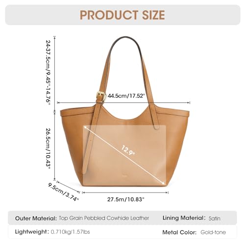 Bolso Kattee de cuero genuino para mujer Hobo Tote miniatura 3