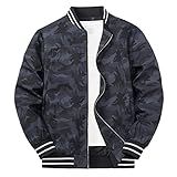 [KEFITEVD] ジャンパー メンズ 薄手 ライダースジャケット 防風 ミリタリー 迷彩 ジャケット アウトドア ブルゾン 登山 ウインドブレーカー ゴルフ カラーブラック M