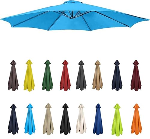 WAGHW Patio Umbrella Replacement Canopy 6/8 Ribs 9ft 10ft 8ft 7.5ft 11.5ft Umbrella Replacement Fabric Waterproof Outdoor Parasol Canopy for Balcony Deck Backyard Pool(Color15,(8ribs) 2.3m/7.5ft)