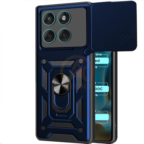 Image of Armor Bumper Back Cover Case for Moto Edge 60 Fusion 5G Rotating Camera Cover, Ring Holder & Kickstand | Heavy Duty & 360 Degree Protection Moto Edge 60 Fusion 5G Back Cover (Blue)