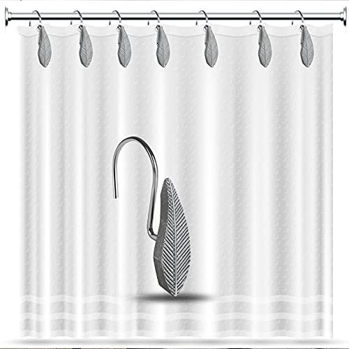image for COTOPHER Shower Curtain Hooks Rings, Set of 12 Vintage Decorative Leav