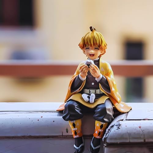 Image of Zenitsu Sitting Premium Action Figures Collectible for Office Desk, Study Table, Car Dashboard, Decoration for Anime Lovers, Fans, Kids, Collectors - Zenitsu 14cm