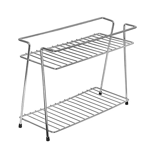 Oc9 Stainless Steel Spice 2-Tier Trolley Container Organizer Organiser/Basket for Boxes Utensils Dishes Plates for Home (Multipurpose Kitchen Storage Shelf Shelves Holder Stand Rack)