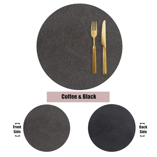 Sets de table en cuir synthétique noir lavables et imperméables pour protéger la table - 3
