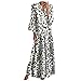 Produktbild Overdose Damen Langarmkleid mit Leopardenmuster Mode Sexy Elegant Kleider Midikleid Mittlere Länge Röcke Farbdruck Freizeitkleider Urlaubskleid Sommerkleider Strandkleid Blumenrock(B-Weiß,XXL)