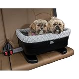 Pet Gear Booster Seat for Dogs/Cats, Removable Washable Comfort Pillow + Liner, Safety Tethers Included, Installs in Seconds, No Tools Required, Black/Fog, 20