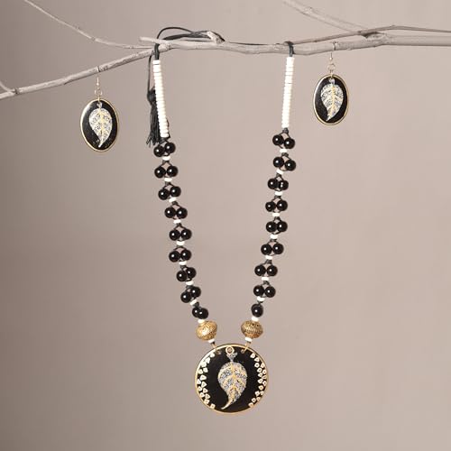 Image of AAKRITI ART CREATIONS Handcrafted Women's Jewelry Set - Ethnic Necklace and Earrings, Fashion Accessories for Special Occasions & Celebrations