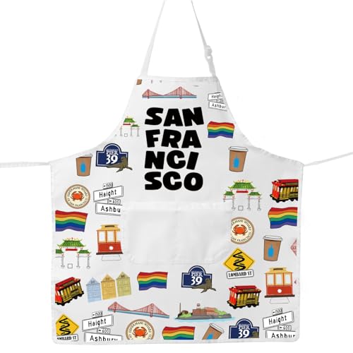 JNIAP San Francisco Kitchen Apron San Francisco Lover Gifts San Francisco Landmarks Apron San Francisco Gifts For Women Men (San Francisco apron)