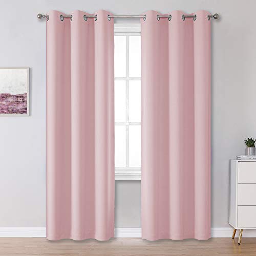 Solid Pink Curtains 84 Inches Long Baby Pink Blackout Curtain Panels/Drapes for Girls Bedroom Decor Grommet Room Darkening Thermal Insulated for Baby Nursery 42''x 84'' Set of 2 Panels