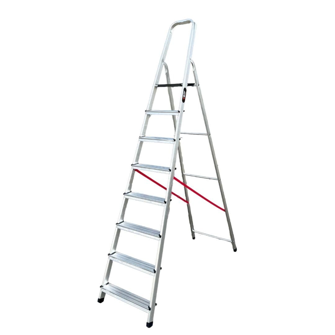 Escaleras Plegables de Aluminio 8 Peldaños | BTF Escalera Plegable Doméstica Tijera Ligera con Antideslizante, Carga 150 kg, Altura 3,5 m, Certificada en Europa