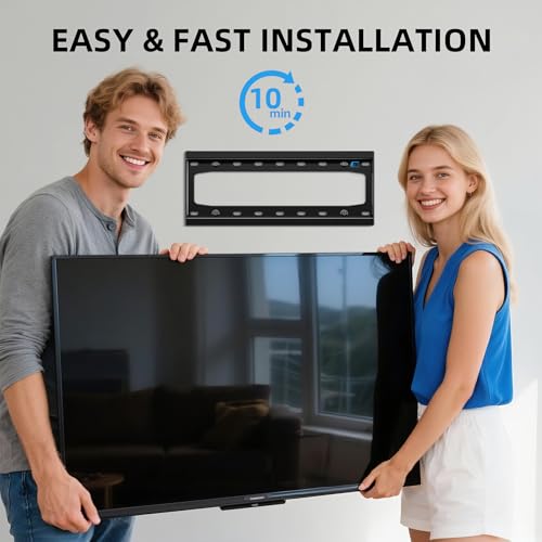 Image of HOME VISION TV Wall Mount Fixed for Most 26-65 Inch Flat /Curved TVs | Max VESA 400X400mm up to 99Lbs Fits 16 Inch Wood Studs, Universal Low Profile Wall Mount TV Bracket, Space Saving HV8401