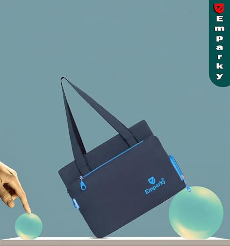 Image of Women Bag, Black with Turquoise Accents, Tote Bag with Multiple Zipper Pockets