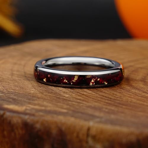 Red Garnet Turquoise Malachite Blue Apatite Peridot Sandstone Natural Crystals Tungsten Carbide Ring, Rose Gold Plated 4mm Wedding Band for Woman, Anniversary Birthday Christmas Gift3