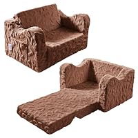 KokoSelene Kids Couch, 2-in-1 Convertible Toddler Chair to Lounger Bed, Kids Sofa for Toddler Boys Girls, Ideal for Reading Sleeping Gaming Decor (Brown)