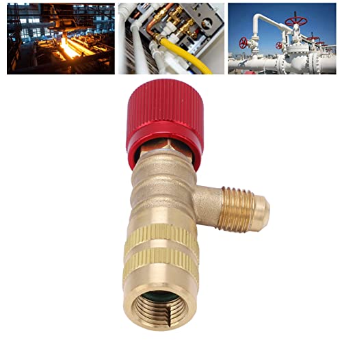 Klanata Refrigerant Charging Valve Set, Brass Liquid Safety Valves for R22, R410, R134A, R404A, Compatible with 1/4in Male and 5/16in Female AC Manifolds