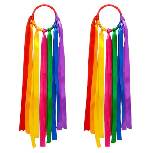 DIFLAX 2 Piezas Arcoiris Cinta,Cinta Multicolor, Cinta Gimnasia Ritmica Niña, Cinta Gimnasia Ritmica, Gimnasia Ritmica, para Niños Baile Artístico Gimnasia Entrenamiento Actividad De Rendimiento