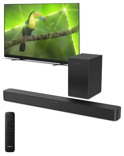 Philips B4500 2.1 Channel Soundbar with Wireless Subwoofer - Bluetooth, HDMI ARC, Roku TV Ready, 140W Max Power, Black