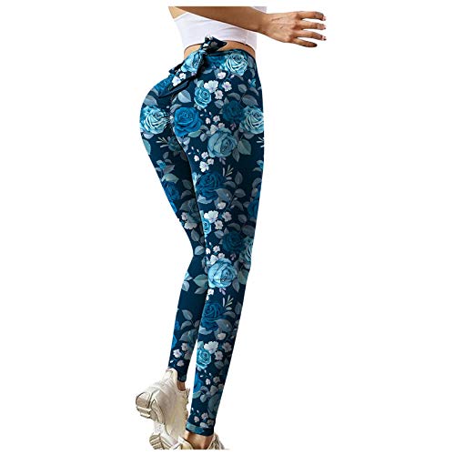 Wanderleggings Damen Bowtie Push Up Sexy Po Sommer Yoga Hosen Biker Boho üBergrößE Sport Eng Strumpfhosen Gymnastikhose blau XXL Cover