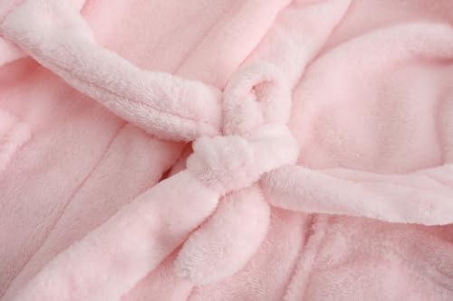 Image of Kids Hooded Bathrobe Girls Soft Plush Hooded Flannel Pajamas Sleepwear Boys Spa Robe