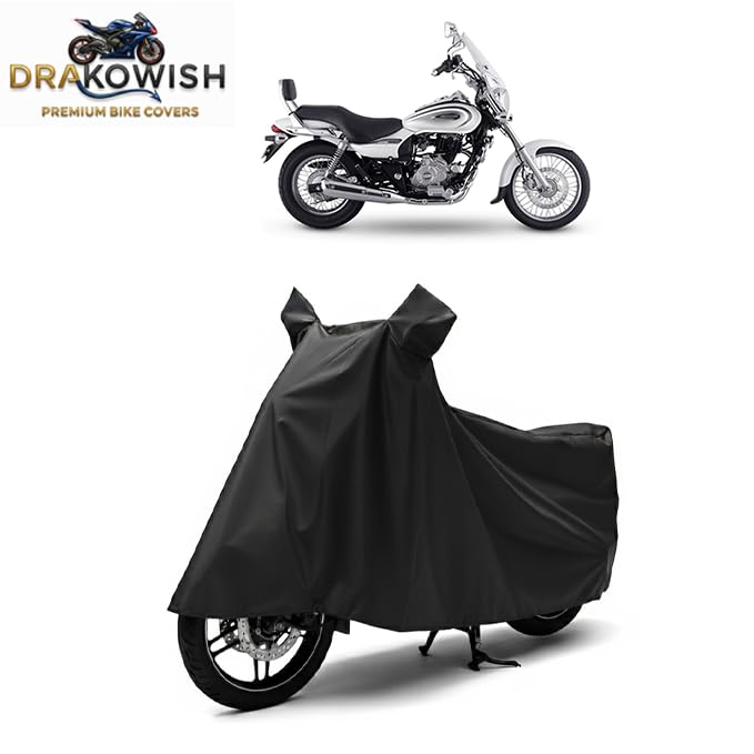 Image of DRAKOWISH Waterproof Bike Cover for Bajaj Avenger Cruise 220 | All Weather Protection from Rain, Dust, UV Rays & Scratches with Mirror Pockets & Buckle Belt | Avenger Cruise 220 Bike Cover