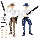 Titan 13 Action Figure, Cowboy Already Assembled T13 Dummy Action Figures for Boys, 2-Pack Cowboy 5.4 inches T Lucky 13 Action Figure, Figura de acción t13, Brown & Blue