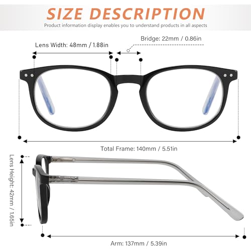 KSSESSE Reading Glasses for Men Women Blue Light Blocking Oval Readers with Spring Hinge 4 Pack 0.0 — view 4