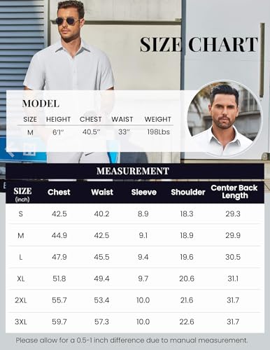 Chemise courte homme infroissable COOFANDY décontractée d'été - 6