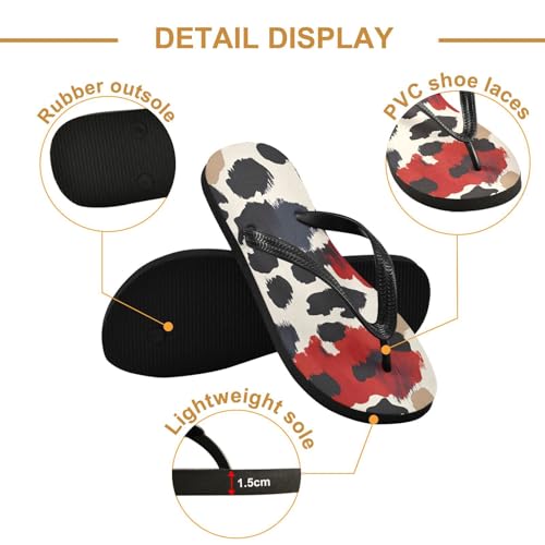 Leopard Print Red Flip Flop Beach Summer Casual Sandal for Women & Men Shower Shoes 208608812