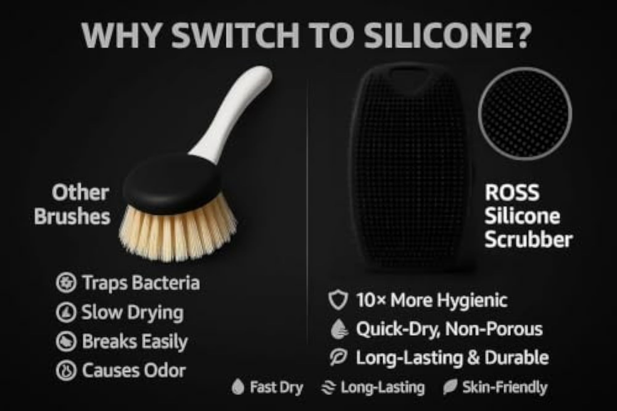 Silicone Body Scrubber Bath Brush