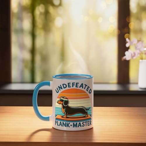 Taza de cerámica Wiener Dog diseño deportivo azul/blanco miniatura 3