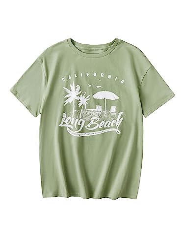 COZYEASE Girls' Letter Graphic Tees Short Sleeve Crewneck Oversized T Shirts Summer Clothes for Girls